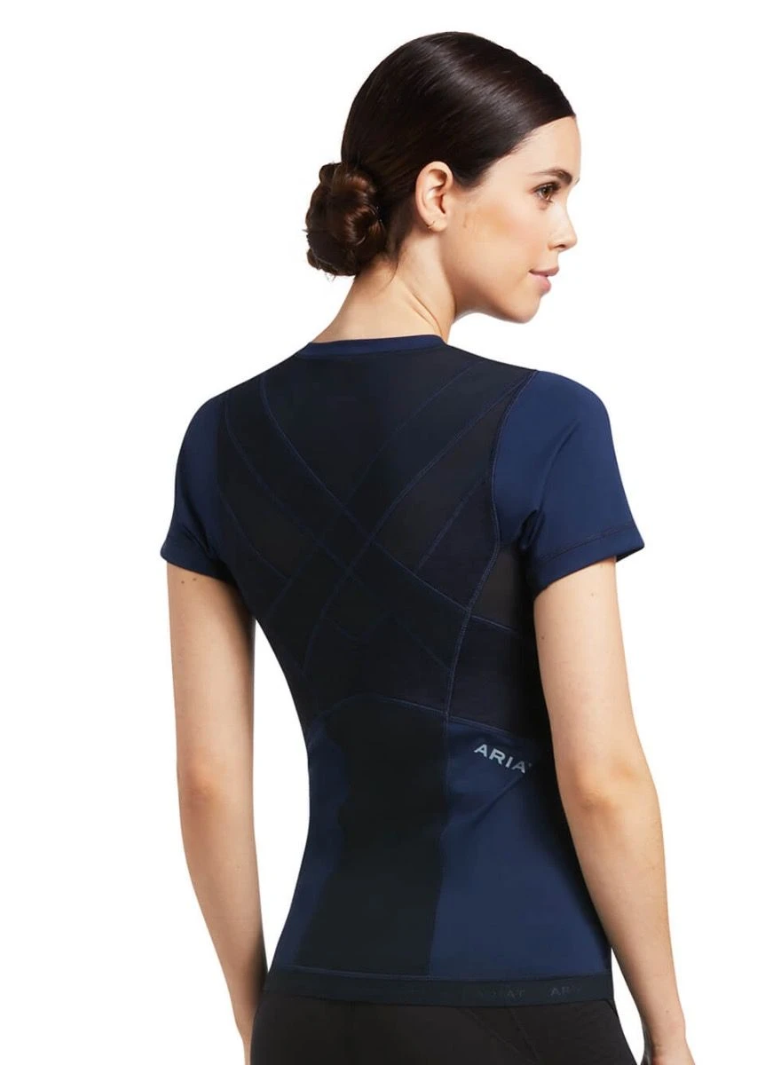 Ariat Ascent Crew Short Sleeve Baselayer - Navy 2 Ariat Ascent Crew Short Sleeve Baselayer - Navy - Image 2