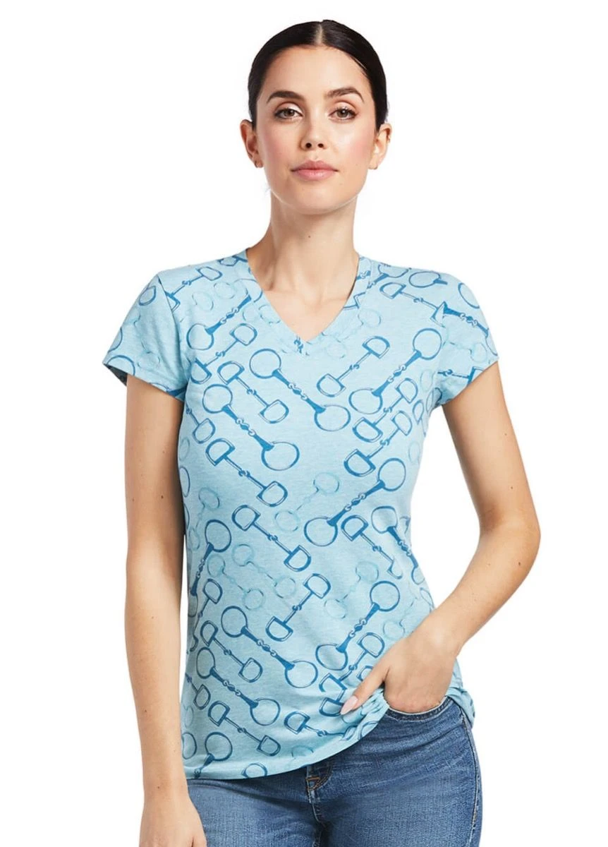 Ariat Snaffle T Shirt - Milky Blue 1 Ariat Snaffle T Shirt - Milky Blue