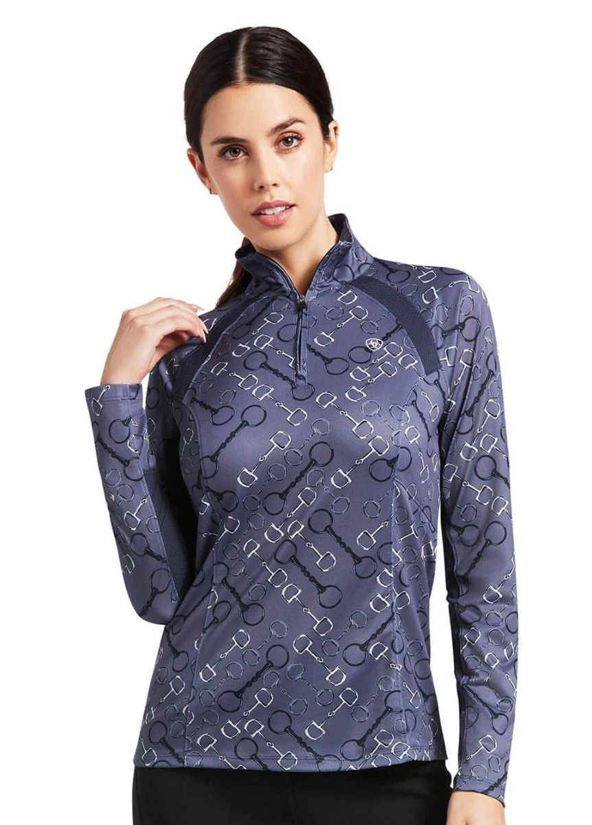 Ariat Sunstopper 2.0 1/4 Zip Baselayer - Charcoal Bit Print 1 Ariat Sunstopper 2.0 1/4 Zip Baselayer - Charcoal Bit Print