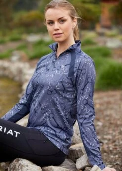 Ariat Sunstopper 2.0 1/4 Zip Baselayer - Charcoal Bit Print 5 Ariat Sunstopper 2.0 1/4 Zip Baselayer - Charcoal Bit Print -Ridingwear Sales Store ariat sunstopper charcoal bit 3rdy