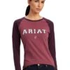 Ariat Varsity L/S T-Shirt - Mulberry/Pink
