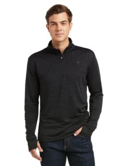 Ariat Mens Gridwork 1/4 Zip Baselayer - Black