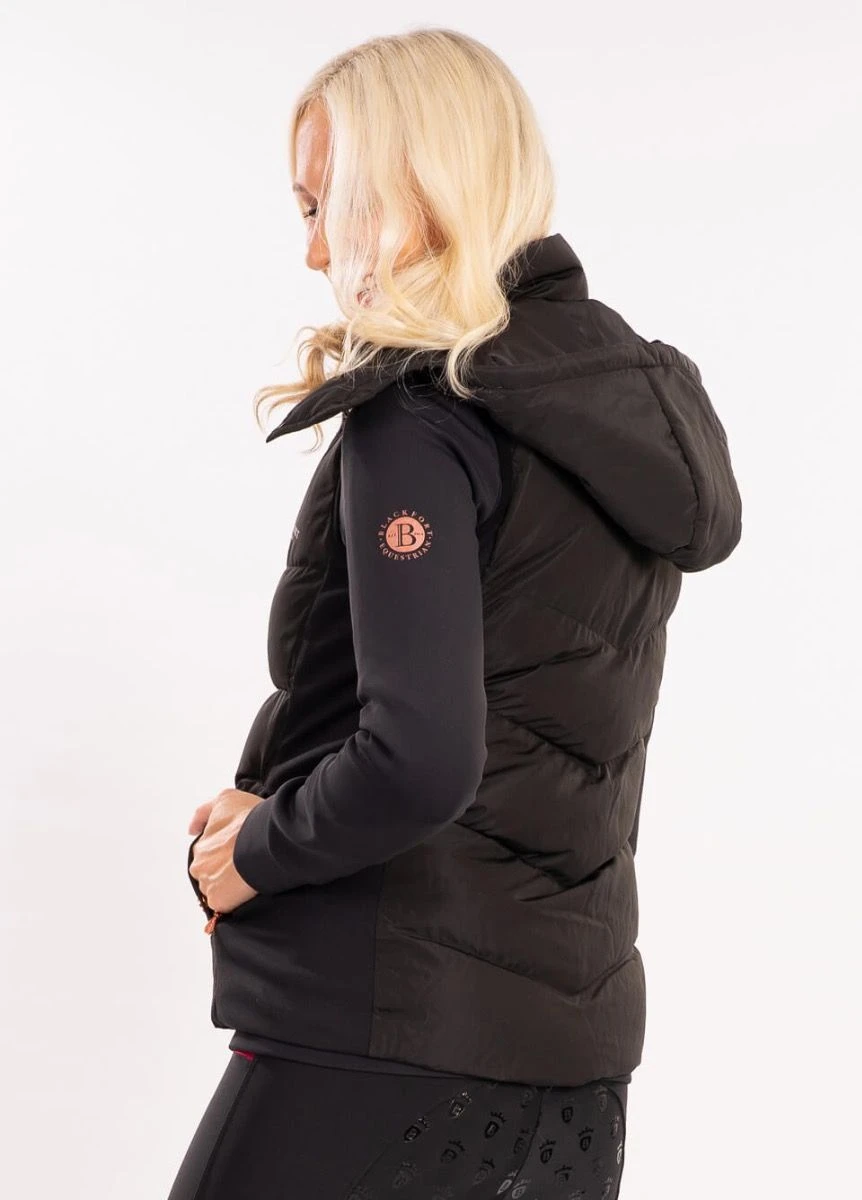 Blackfort Equestrian Puffa Hooded Gilet - Black/Rose Gold 2 Blackfort Equestrian Puffa Hooded Gilet - Black/Rose Gold - Image 2