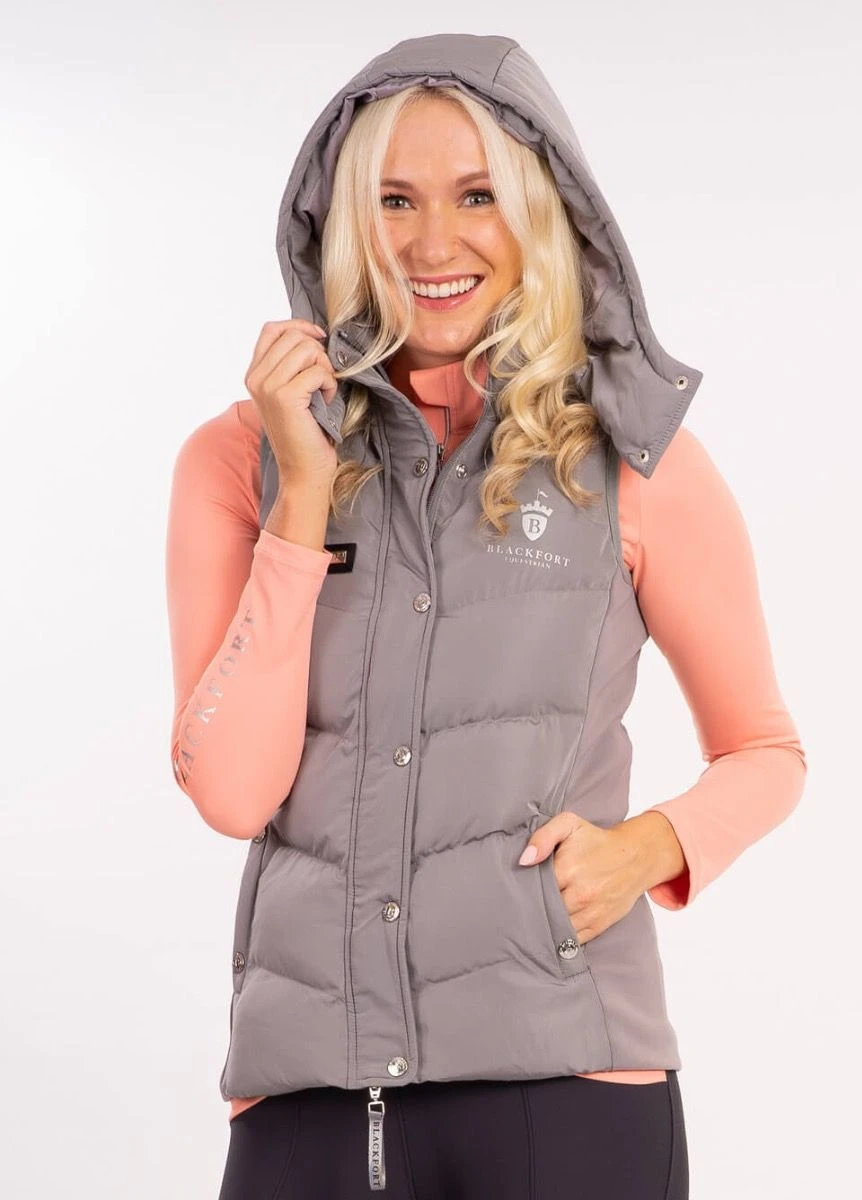Blackfort Equestrian Puffa Hooded Gilet - Grey/Silver 2 Blackfort Equestrian Puffa Hooded Gilet - Grey/Silver - Image 2