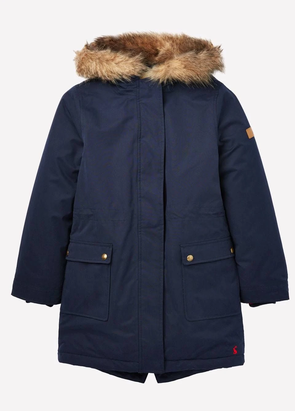 Joules Junior Bonnie Faux Fur Lined Parka - French Navy 1 Joules Junior Bonnie Faux Fur Lined Parka - French Navy