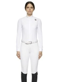 Cavalleria Toscana R-Evo Long Sleeve Competition Shirt - White -Ridingwear Sales Store cavalleria toscana epaulet shirt white 3rdy