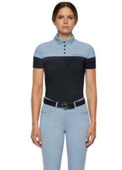 Cavalleria Toscana Perforated Polo Shirt - Navy/Sky Blue -Ridingwear Sales Store cavalleria toscana perforated polo navy sky 3rdy