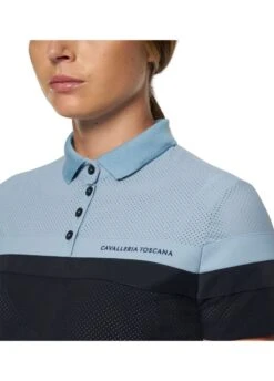 Cavalleria Toscana Perforated Polo Shirt - Navy/Sky Blue -Ridingwear Sales Store cavalleria toscana perforated polo navy sky 4rdy