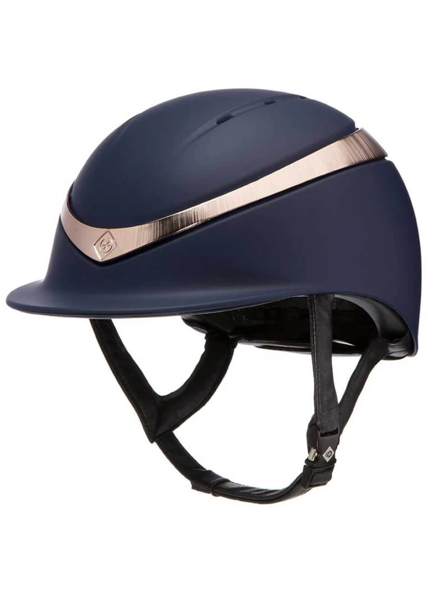 Charles Owen Halo Riding Helmet - Navy/Rose Gold 1 Charles Owen Halo Riding Helmet - Navy/Rose Gold