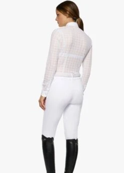 Cavalleria Toscana Pleated Long Sleeved Competition Polo Shirt - White -Ridingwear Sales Store ct pleated shirt white 4rdy