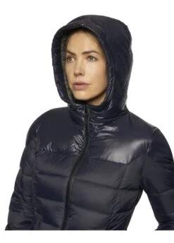 Cavalleria Toscana Shiny/Matte Nylon Hooded Puffer - Navy -Ridingwear Sales Store ctpuffernavy3rdy
