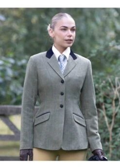 Equetech Ladies Thornborough Tweed Riding Jacket - Green -Ridingwear Sales Store equetech ladies thornborough tweed 3rdy