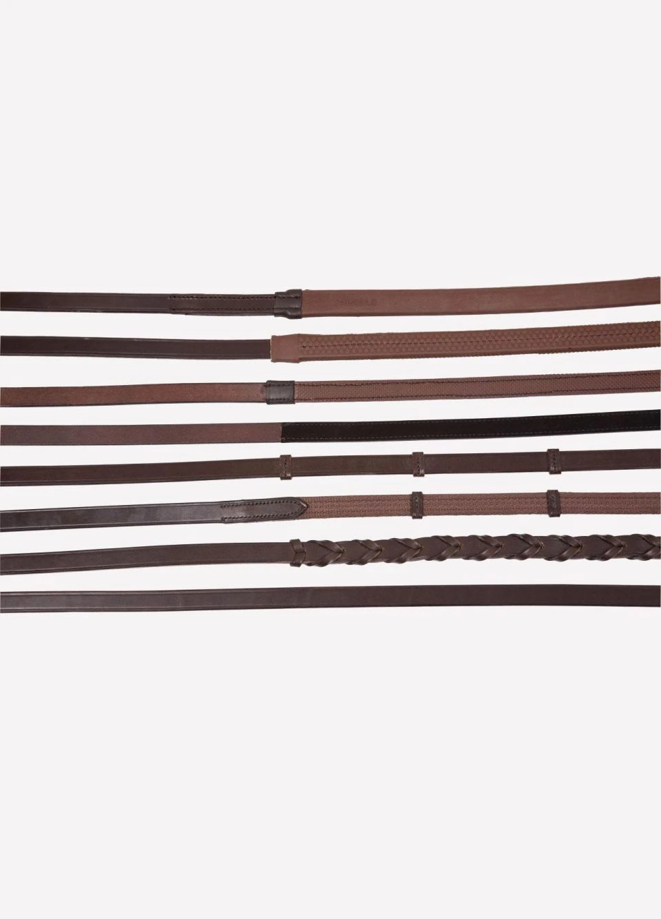 Albion Half Rubber Reins - Brown 1 Albion Half Rubber Reins - Brown