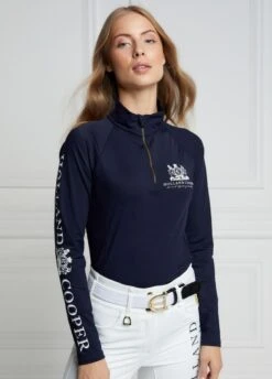 Holland Cooper Equi Base Layer - Ink Navy/Gold Zip -Ridingwear Sales Store hcbaseinkgoldrdy