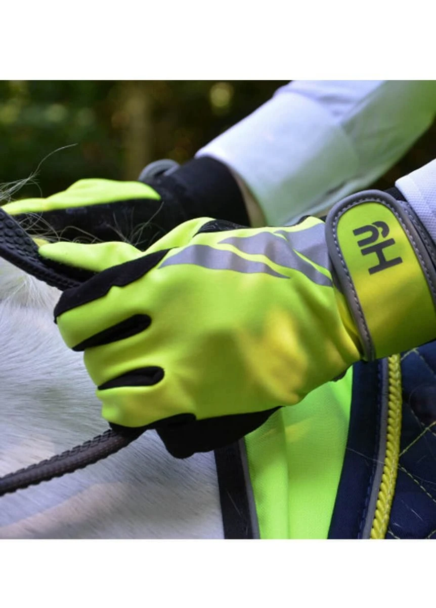 Hy Reflector Riding Gloves - Yellow 2 Hy Reflector Riding Gloves - Yellow - Image 2