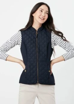 Joules Minx Diamond Quilted Gilet - Marine Navy -Ridingwear Sales Store joulesminxgiletnavy3rdy