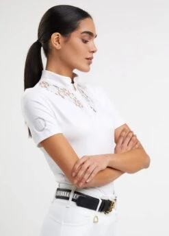 Holland Cooper Equestrian Lace Short Sleeve Base Layer - Ice White -Ridingwear Sales Store laceshortslvwht3rdy