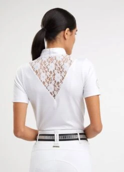Holland Cooper Equestrian Lace Short Sleeve Base Layer - Ice White -Ridingwear Sales Store laceshortslvwhtrdy