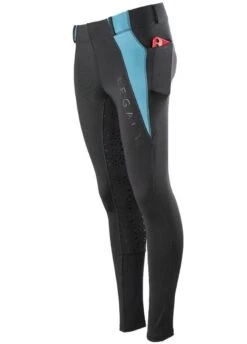 Legacy Ladies Winter Riding Tights - Black/Turquoise -Ridingwear Sales Store legacytightsblackturq3rdy