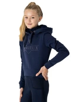LeMieux Young Rider Cropped Hoodie - Navy -Ridingwear Sales Store lmyouthhoodnavy3rdy