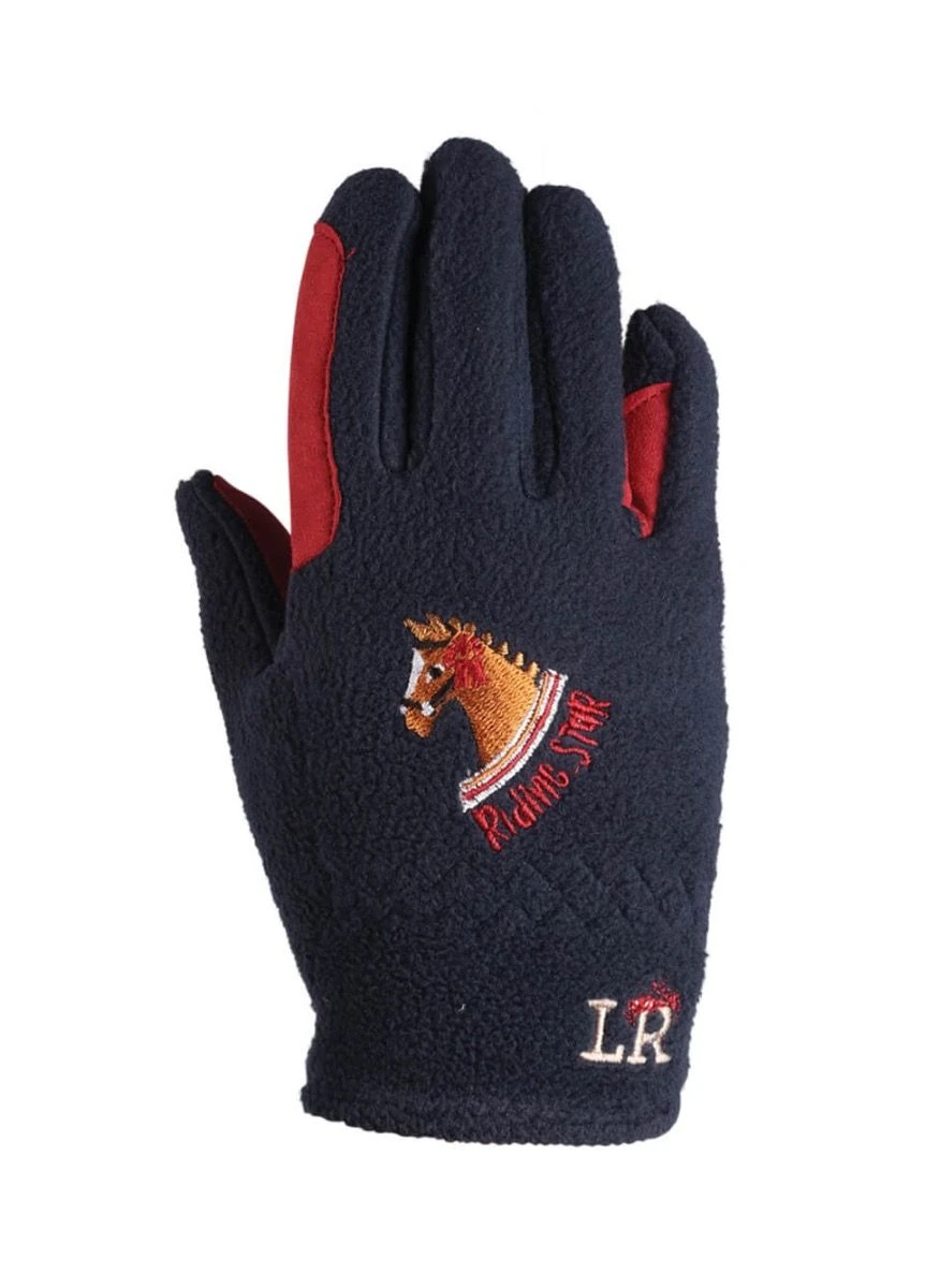 Riding Star Fleece Gloves - Navy/Burgundy 1 Riding Star Fleece Gloves - Navy/Burgundy