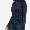 Ariat Womens Sunstopper 2.0 1/4 Zip Baselayer - Navy Dot