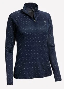 Ariat Womens Sunstopper 2.0 1/4 Zip Baselayer - Navy Dot -Ridingwear Sales Store sunstopperdotrdy